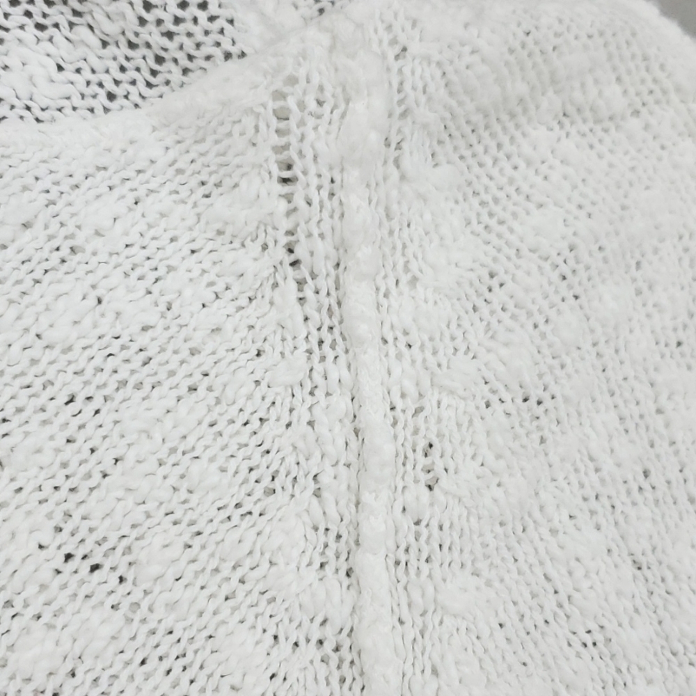 Habitat open knit sweater women's medium white textured cotton shell buttons - Picture 12 of 12